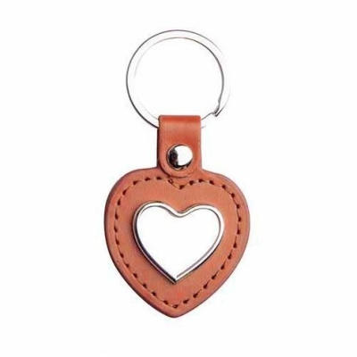 Heart-shaped keychain with eco-leather backing for printing